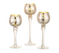 Inweder Bougeoir Verre pour Chauffe-Plat Argenté: 3 Pcs Support Bougie au Mercure Centre de Table Photophores pour Mariage Noël Masion Bougeoirs pour Bougies Flottantes & Petit Pilier