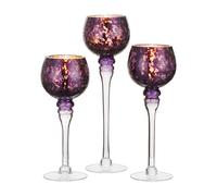 Inweder Bougeoir Verre pour Chauffe-Plat Violet: 3 Pcs Support Bougie au Mercure Centre de Table Photophores pour Mariage Noël Masion Bougeoirs pour Bougies Flottantes & Petit Pilier
