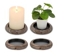 Inweder Bougeoirs en Bois pour Bougies Piliers: Lot de 4 Brun Bougeoir Pilier Petit Porte-Bougies Rustique Vintage Bougeoirs Bois Plateau à Bougies pour Mariage Noël Décorartion Intérieure