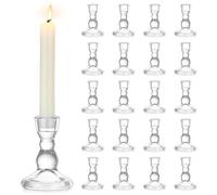 Inweder Bougeoirs en Verre pour Bougies Coniques: 20 Pcs Porte-Bougies Transparent en Vrac pour Centre de Table Bougeoir Vintage Chandelier Moderne pour Mariage, Noël ou Décoration de la Maison