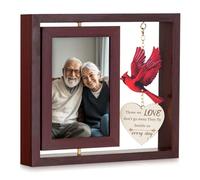 Inweder Cadre Photo Mémoire Cadeau Comémoratif: Cadre Photos 10x15 en Bois Rotatif Cadre Souvenir Cardinale pour Amoureux Cadeau de Condoléances Sympathie pour Perte des Proches