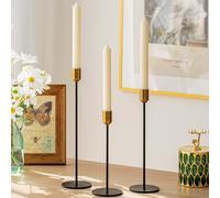 Inweder Chandelier Bougeoir Noir et Or: 3 Pcs Bougeoir en Métal Porte-Bougie Laiton pour Halloween Noël Mariage Cheminée Salon