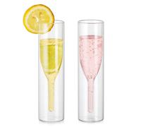 Inweder Flûtes à Champagne Sans Pied: 2 Pcs Verres à Vin en Cristal | Capacité de 200 ml, Design Isolant à Double Paroi, pour Mariage, Fiançailles, Anniversaire, Fête, Bar à Domicile