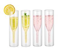 Inweder Flûtes à Champagne Sans Pied: 4 Pcs Verres à Vin en Cristal | Capacité de 200 ml, Design Isolant à Double Paroi, pour Mariage, Fiançailles, Anniversaire, Fête, Bar à Domicile
