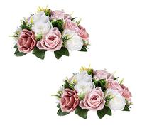 Inweder Lot de 2 Boules de Fleurs artificielles pour centres de Table, Bouquet de Fleurs de Mariage pour fête, Saint-Valentin, décoration d'intérieur