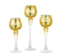 Inweder Photophores en Verre pour Chauffe-Plat Doré: 3 Pcs Support Bougie Craquelé Centre de Table Mariage Noël Masion Bougeoirs pour Bougies Flottantes & Petit Pilier