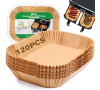 Inwee Papier Cuisson pour Ninja Air Fryer, 120Pièces 20,5x14cm Rectangulair Paper Liners Friteuse sans Huile Accessoires pour Ninja AF300EU, 7.6L/Foodi Max Dual Zone AF400EU et Autres Double Airfryer