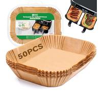 Inwee Papier Cuisson pour Ninja Air Fryer, 50 Pièces 20,5x14cm Rectangulair Paper Liners Friteuse sans Huile Accessoires pour Ninja AF300EU, 7.6L/Foodi Max Dual Zone AF400EU et Autres Double Airfryer