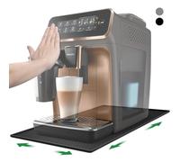 Inwee Tapis en silicone pour machine à café-NOUVEAU-Tapis en silicone antidérapant 48x30cm, tapis pour machines à café avec bordure, pour Siemens EQ6?De Longhi Magnifica et Philips LatteGo etc. (Noir)
