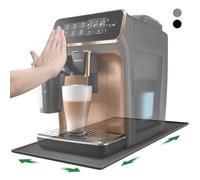 Inwee Tapis en silicone pour machine à café, Tapis en silicone antidérapant 48x30cm, tapis pour machines à café avec bordure,Stable,pour Siemens EQ6?De Longhi Magnifica et Philips LatteGo etc. (Gris)