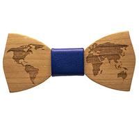 inwood Noeud papillon world bois homme, accessoire mode cérémonie mariage, bois précieux, unique fabriqué à la main, bleu, Taille unique