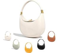 INXKED Sac à main en forme de croissant pour femmes - Sac 4 en 1 - Sac à main en cuir PU - Noir - Taille M