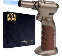 inZaynity Chalumeau à double flamme au butane rechargeable pour la cuisine, la soudure et l'art en résine avec flamme réglable et verrouillage d'allumage - Chalumeau de cuisine et coffret cadeau
