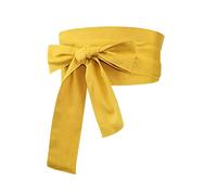 Inzegao Ceinture Large pour Femmes avec Nœud Papillon à Nouer Autour du Corps pour Kimono Yukata Robe Rétro, jaune, length: 85.83 in / 214 cm