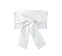 Inzegao Ceinture Large pour Femmes avec Nœud Papillon Auto-Liaison pour Kimono Yukata Robe Rétro, blanc, length: 85.83 in / 214 cm