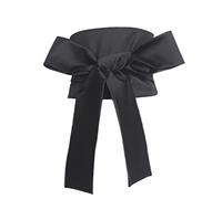 Inzegao Ceinture Obi japonaise large en satin imitation soie pour kimono corset ceinture ceinture, noir, total length: 106.30 in / 270 cm