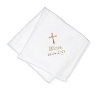 Inzepocket - Lange Bébé Personnalisé en Mousseline de Coton Blanc - 70x70 cm - Brodé Prénom, Date & Motif - Cadeau Naissance, Baptême ou Cérémonie - Coton certifié Oeko-Tex