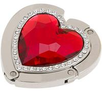 Inzopo Accroche Sac Porte-Sac Crochet de Sac à Main Pliable Forme de Coeur Orné de Strass - Rouge