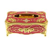 Inzopo Boîte à mouchoirs rectangulaire européenne en acrylique pour comptoirs de salle de bain, commode, bureau et tables Multicolore Rouge doré, 22 x 13 x 9,5 cm