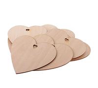 Inzopo Lot de 10 cœurs en bois brut avec trou pour scrapbooking 12 cm