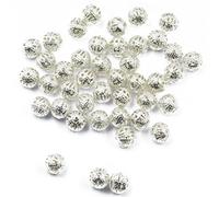 Inzopo Lot de 100 perles creuses en métal 8 mm Blanc argenté