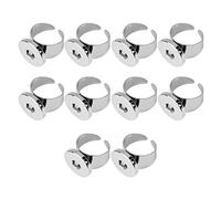 Inzopo Lot de 10pcs Bague Base Bouton Pression Réglable Fabrication de Bijoux Artisanat - Argent