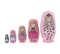Inzopo Lot de 5 poupées gigognes russes en bois imprimé ange rose Babouchka Matriochka Cadeau pour la maison