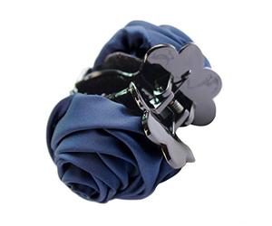 Inzopo Pince à cheveux en forme de rose, pince à cheveux en forme de fleur de crabe, pince à cheveux en satin rose pour femme et fille - Bleu, taille unique, Plastique