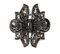 Inzopo Pinces à cheveux vintage en métal et cristal en forme de papillon, pinces à cheveux pour filles et femmes - Gris, comme décrit gris