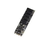 IO Crest Interne 5 Ports Non-Raid SATA III 6 Go/s M.2 B+M Key Adapter Card for Desktop PC Support SSD and HDD Chipset JMB585