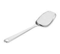 IOBIDDYS Cuillère Cuisine Facile à Nettoyer en Acier Inoxydable Argentée, Tête Carrée Allongée et Profonde pour Service en Restaurant ou Buffet