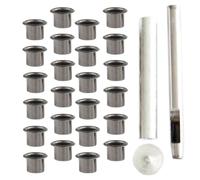 IOBIDDYS Kit de réparation d'œillets de Bottes Œillet en Cuir Œillet pour Bricolage 6 MM 50 pièces avec Outil de Pose en métal pour Ceinture, Paquet, Loisirs créatifs et travaux du Cuir