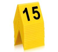 IOBIDDYS Marqueurs de Scène de Crime Numéros 1 à 15 Triangulaires Lot de 15 en Plastique Jaune Usage Solide et Multifonction pour Bureau et Restaurant