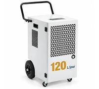 iOCHOW Déshumidificateur Professionnel 120L/J Chantier et Entrepôt | Déshumidificateur Couvre 300m² / 600m³ Tuyau D'évacuation Gravitaire Minuteur 1-24H Roulettes Freins Dégivrage Auto