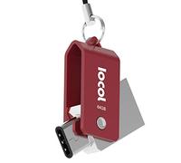 Iocol Clé USB-C 64 GO Duo - 2 in 1 < Type C et USB-A 3.0 > Etanche & Rapide - Extrêmement Résistante Fabriquée en Métal - Flash Drive 64GB Idéale sur Porte-clés en Rouge