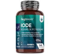 Iode de Potassium Stable 400μg - 365 Micro Comprimés Vegan (6 mm) - 1 Tous les 3 Jours - Iodure de Potassium sans OGM ni Gluten - Apport Standardisé avec un Approvisionnement de +1 An - WeightWorld