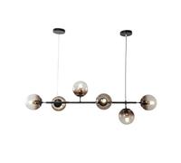 IOEDHW Éclairage de Lustre pour îlot de Cuisine, Suspension linéaire Moderne du Milieu du siècle à 6 lumières, Suspension Globe en Verre à Hauteur réglable pour Salon Salle à Manger (Noir, Or)