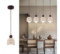 IOEDHW Suspension en pierre de travertin naturel, lampe LED rétro 7 W, câble réglable de 2 m, éclairage de style ferme pour îlot de cuisine, salle à manger, chambre, décor wabi-sabi (pierre jaune grot
