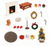 Ioensy 20 èces Ensemble D'accessoires Ppée Réaliste Scène D'intérieur Noël Miniature Cheminée Charmant, Style A
