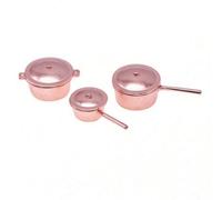 Ioensy 3 Piè Ensemble Cuisine Miniature en Métal Finition Cuivrée Détaillé Casserole Miniature Ppée Polyvalent Mini Pot à