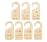 Ioensy 7 Pièces Séparateur de Placard en Bois Organisateurs de Vêtements de Pépinière Étiquette de Séparateur de Garde-Robe pour Bébé pour Accessoires de