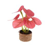 Ioensy Accessoire on Ppée Légère Plante Feuillue Artificielle En Pot Polyvalente pr Diorama, Rouge