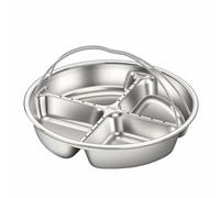 Ioensy Assiette en Acier Inoxydable Plateau Portion Séparatrice de Saveurs Plateau Compartiment avec Poignée Résistante à la Chaleur Adaptée à la Gestion des, 316 Poignée 4 Comp
