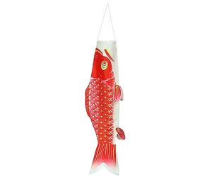 Ioensy Bannière Carpe Japonaise, Drapeau Carpe Coloré, Guirlande de Poissons, Décoration Suspendue Extérieure, Bannière Carpe Japonaise pour Jardin, Rouge