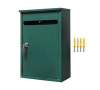 Ioensy Boîte Aux Lettres Murale Verrouillable avec Clés, Boîte de Collecte de Suggestions, Boîte de Rangement, Anti-effraction, pour Bureau, Commerce et, VERT
