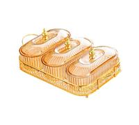 Ioensy Bols Compartimentés pour Servir Des Amuse-gueules, Plateau de Présentation, Plateau avec Poignée, Plateau à Hors-d'œuvre, Plat à Noix, Ambre, 3 Grille