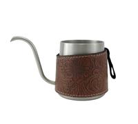 Ioensy Bouilloire à Col de Cygne Cafetière Verseuse Kettle Pichet à Café Carafe Mini Capacité pour une à Deux Tasses Poignée Gainée Cuir Convient au Café, With Sleeve