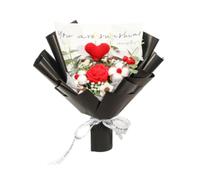 Ioensy Bouquet de Fleurs Au Crochet Terminé, Cœur Tricoté D'amour, Décoration Polyvalente pour La Saint-Valentin, La Fête Des Enseignants, Fleurs Rouges