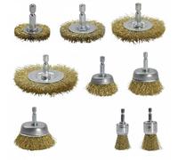 Ioensy Brosse de Nettoyage en Fil Brosse Rotative Brosse Métallique Brosse pour Perceuse Brosse à Roue Fil Inox et Acier 03mm pour Décapage et Ébavurage sans , Yellow , Hex 9PC SET