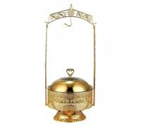Ioensy Buffet Serving Pan Chafing Dish Réchaud Bain-Marie Plateau de Inoxydable Doré Chauffe et Présentation Élégante Cuve Utile 8L Adapté aux Hôtels, 8L, Couvercle Combiné Grand Verre